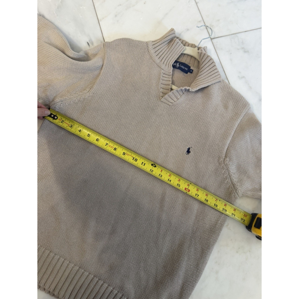Ralph Lauren Blue Label Men’s Small Beige Open Collared Sweater Vintage Y2K EUC - Picture 4 of 6